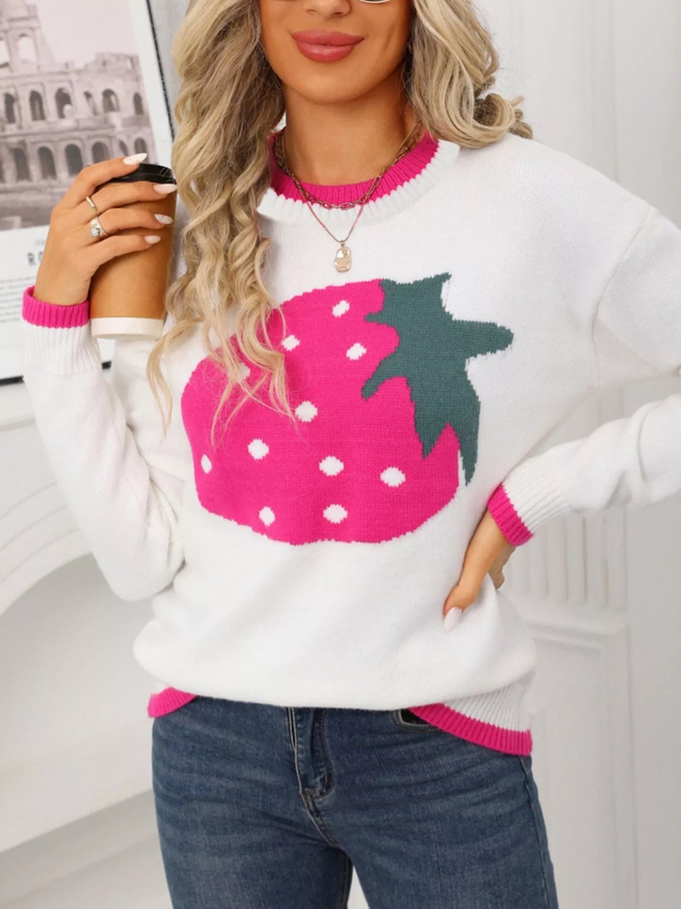 Strawberry Crew Neck Sweater