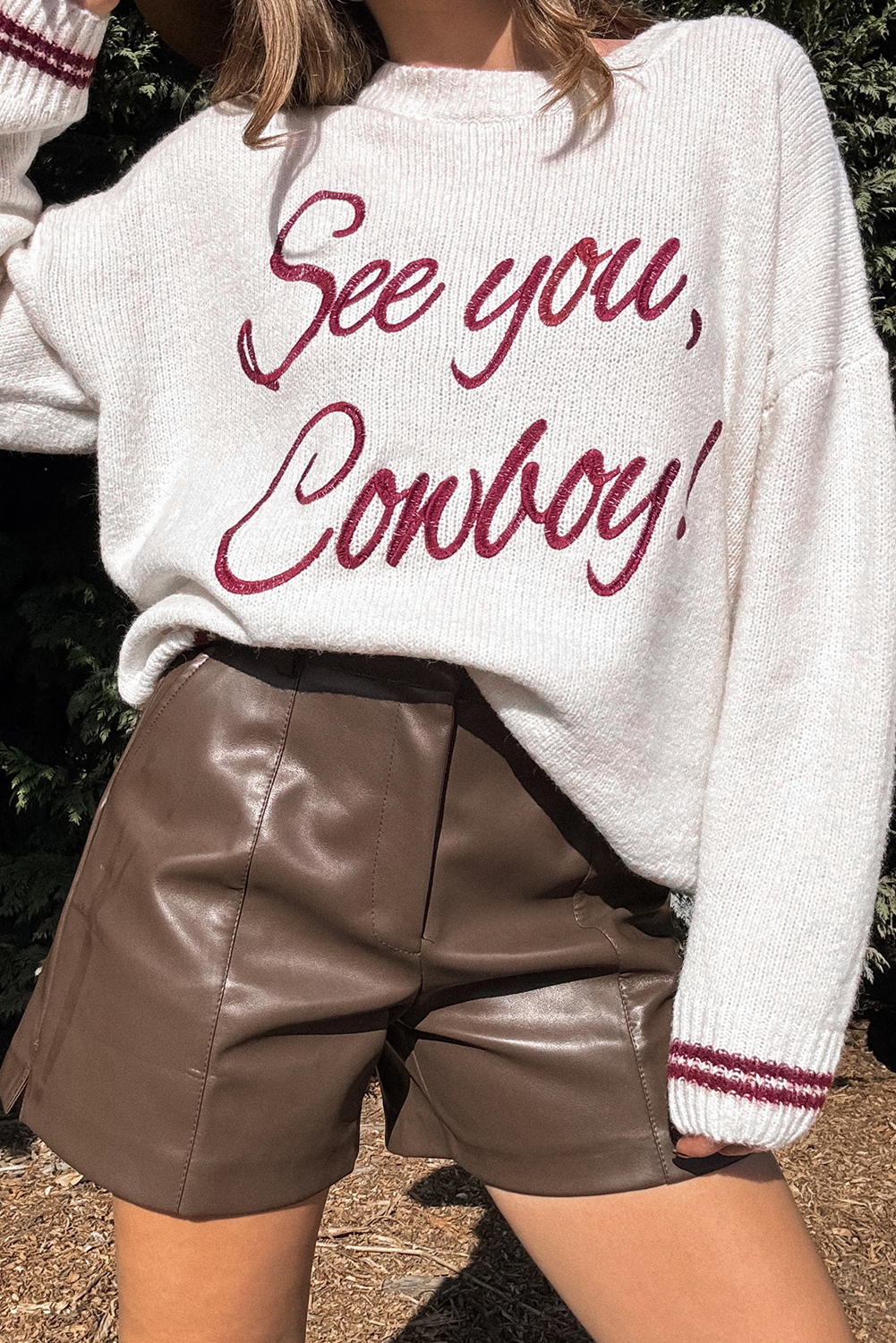 See You, Cowboy embroidered Graphic Sweater