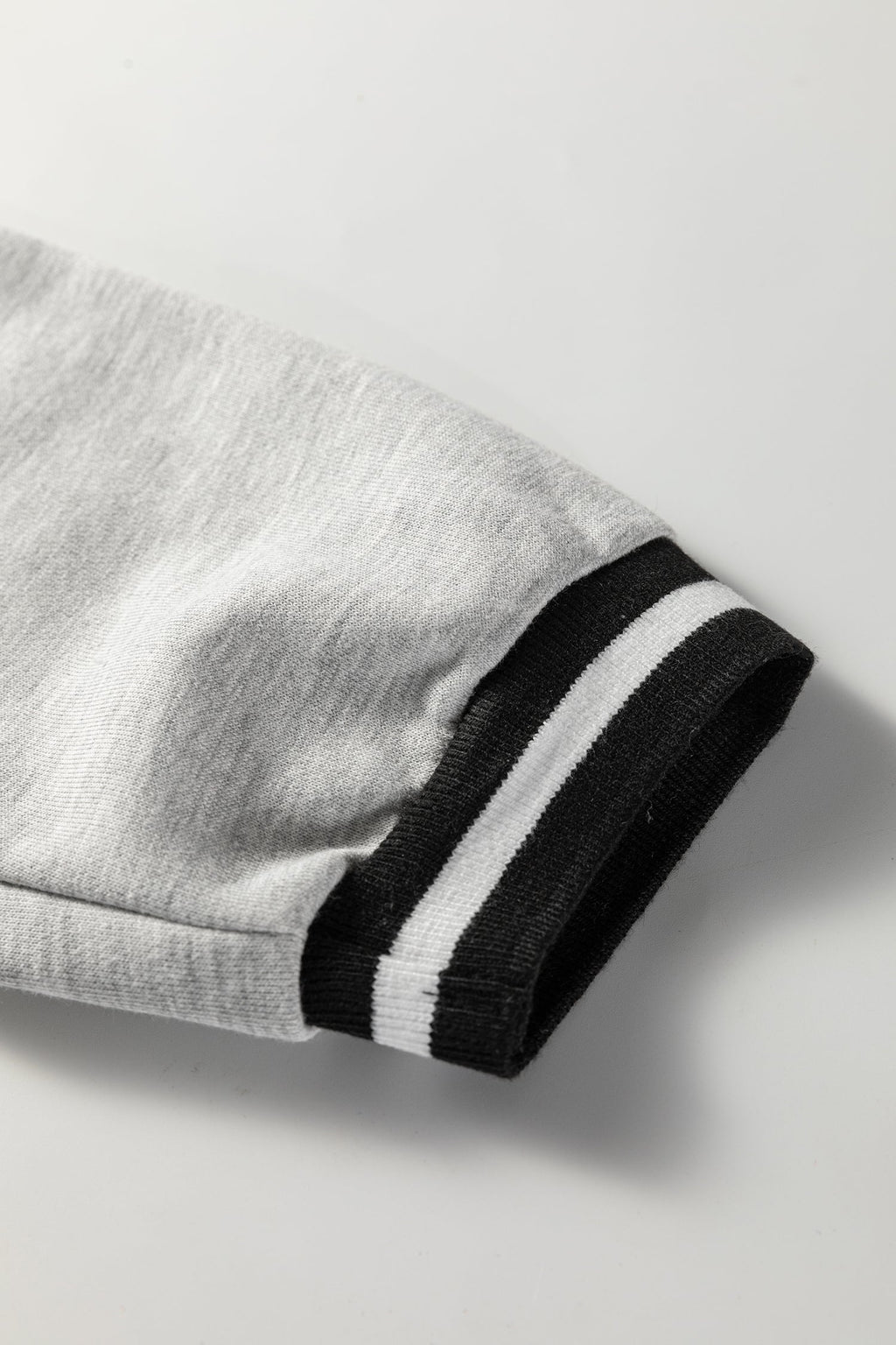 Light Grey Striped Trim V Neck Long Sleeve Preppy T Shirt Dress