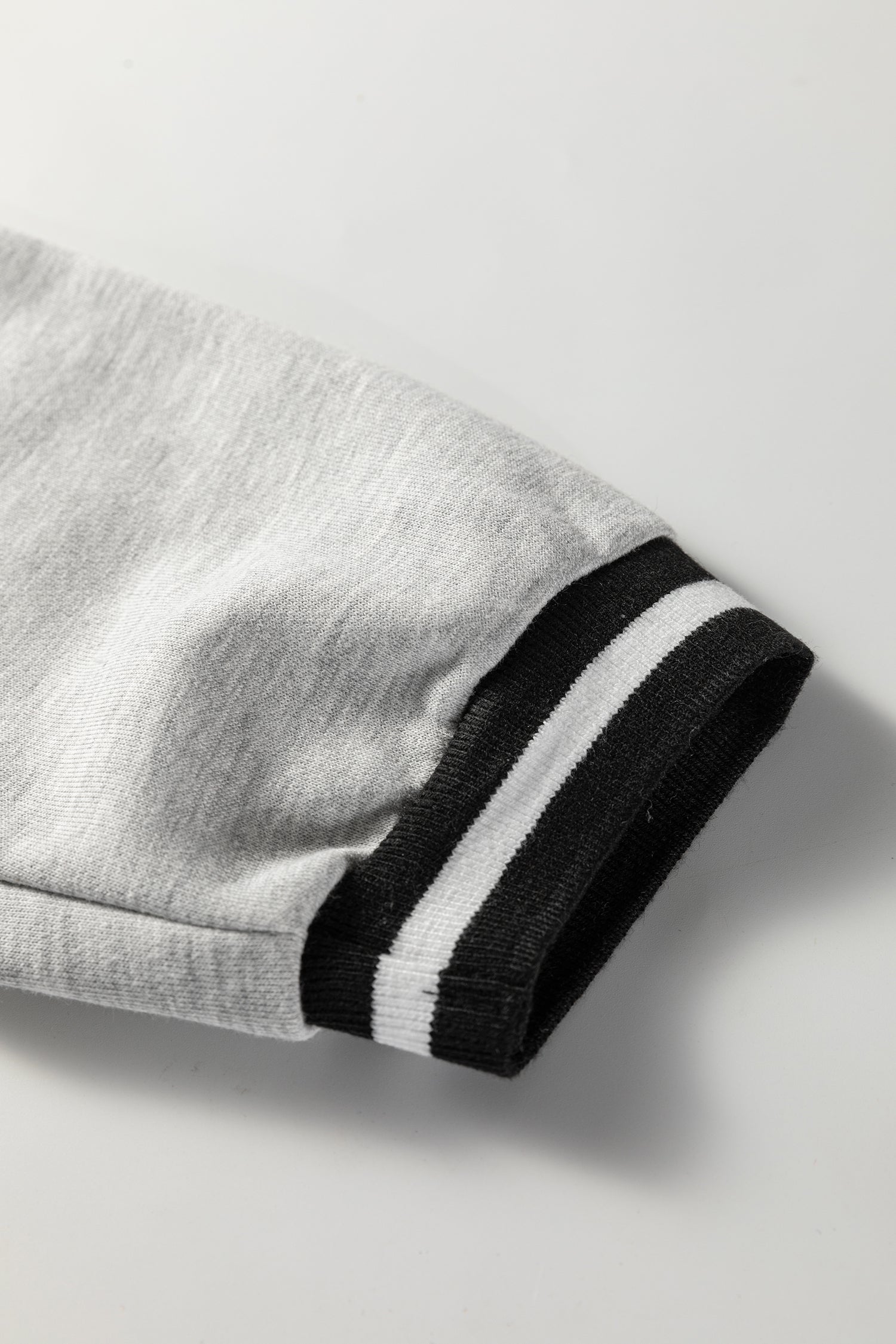 Light Grey Striped Trim V Neck Long Sleeve Preppy T Shirt Dress