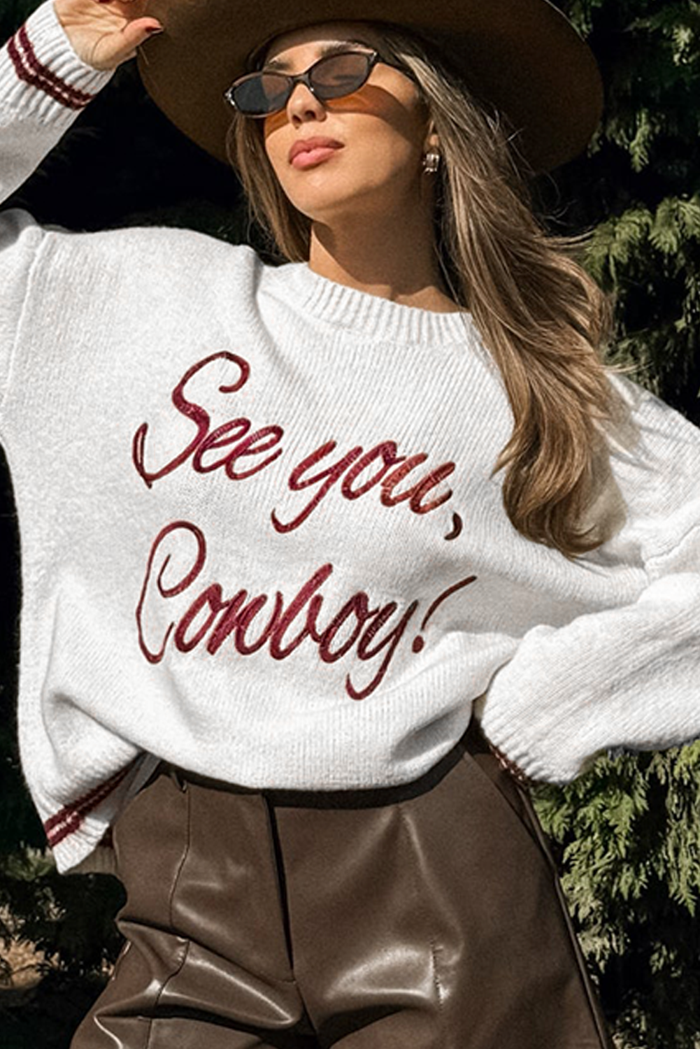 See You, Cowboy embroidered Graphic Sweater