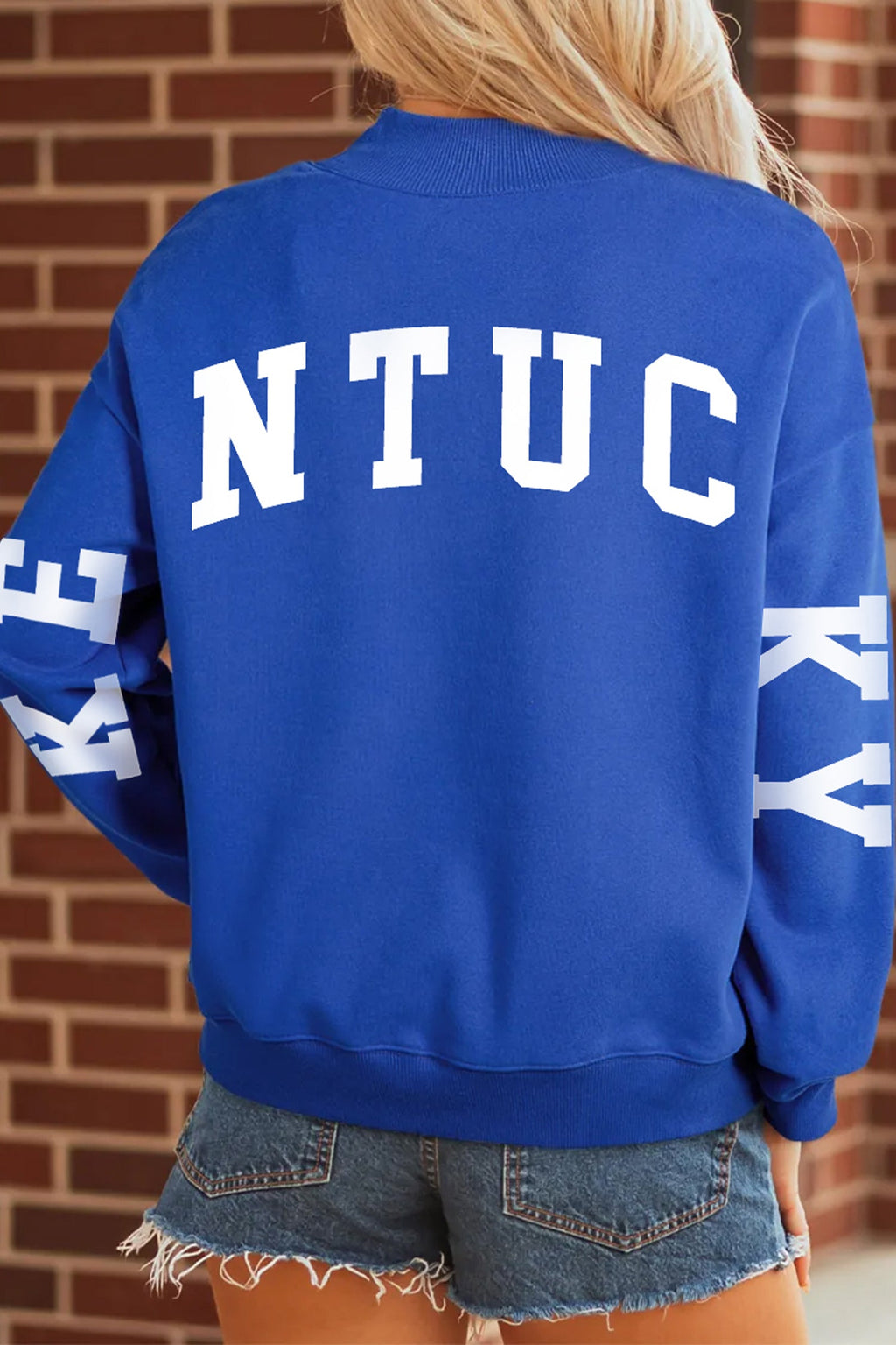 Dark Blue KY KENTUCKY Printed Mock Neck Sweatshirt