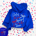 Land of the free because of the brave embroidered sweatshirt