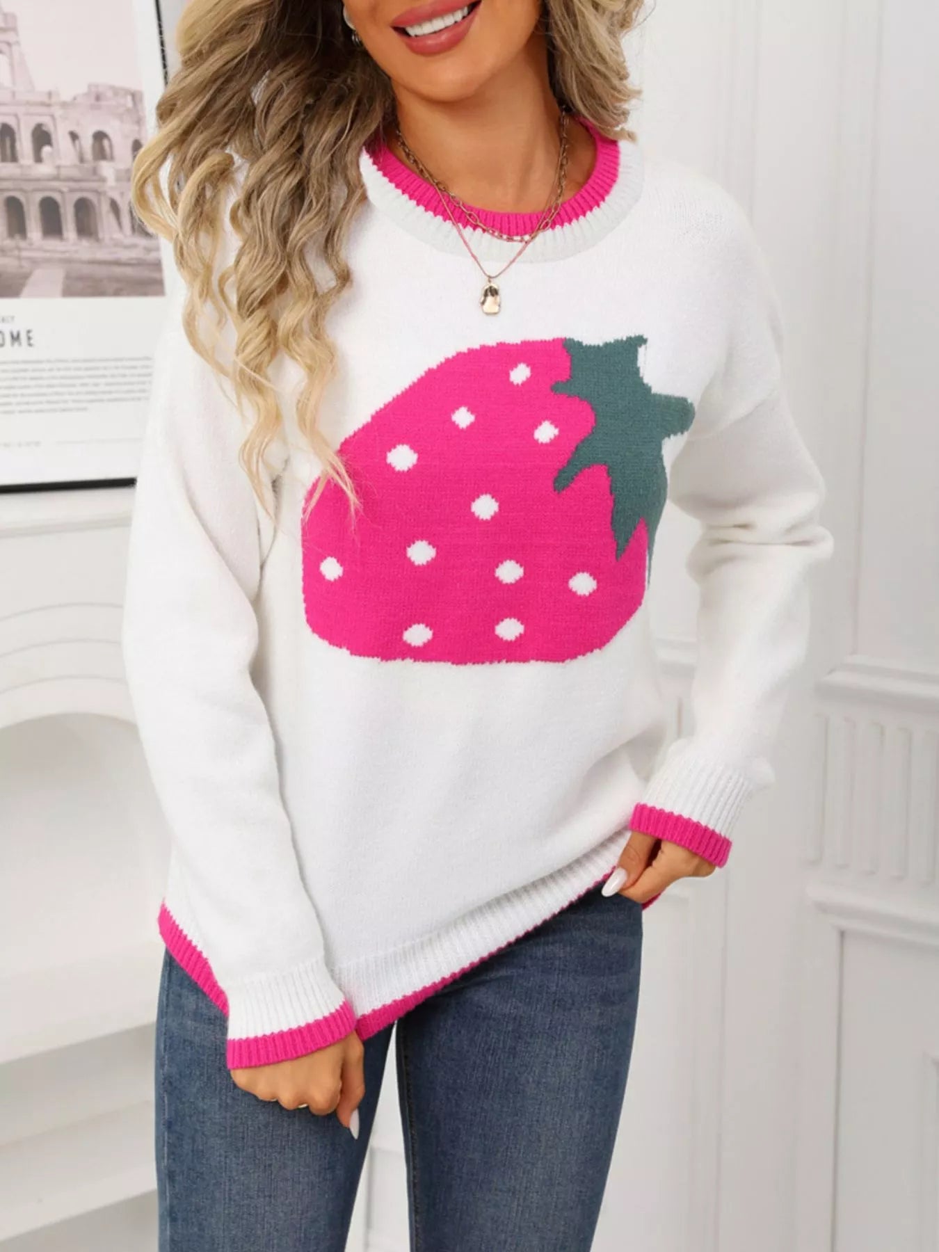 Strawberry Crew Neck Sweater