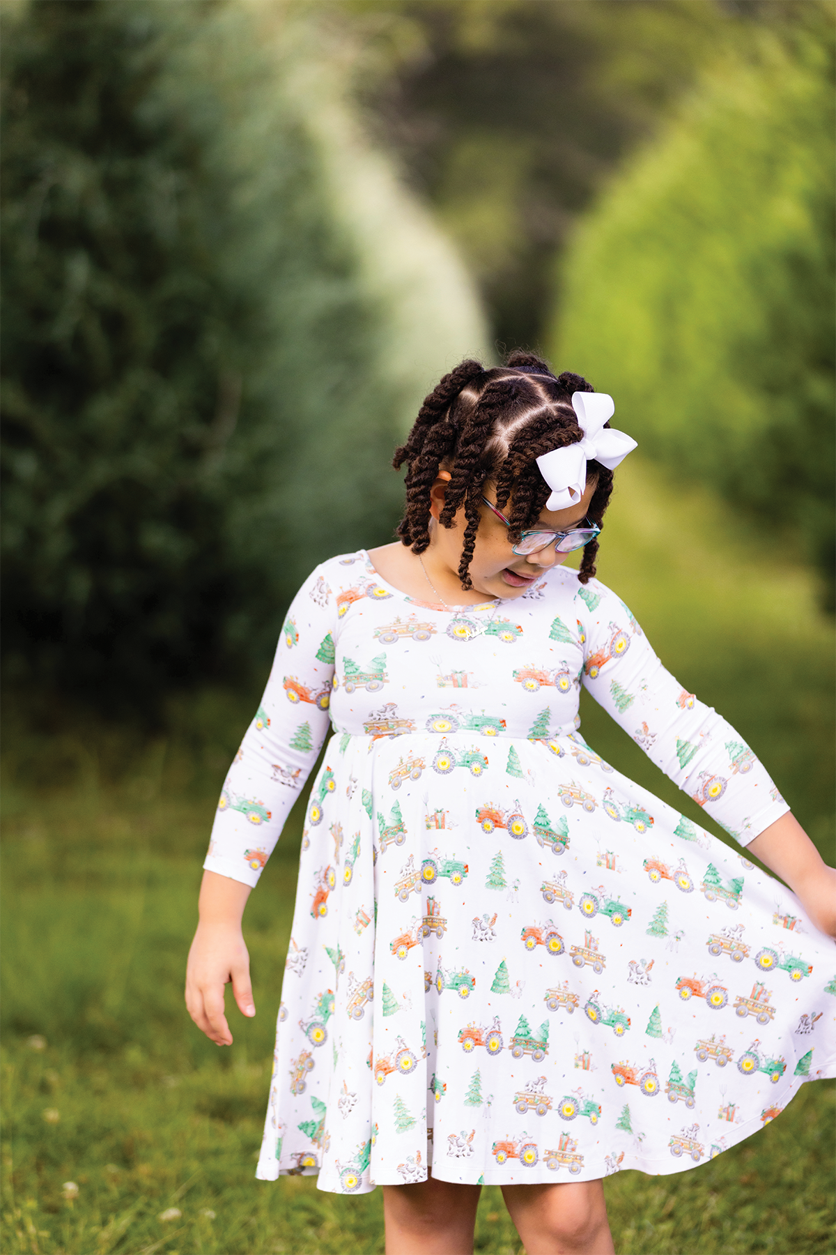 Moo-y Christmas Organic Cotton Christmas Dress for Kids