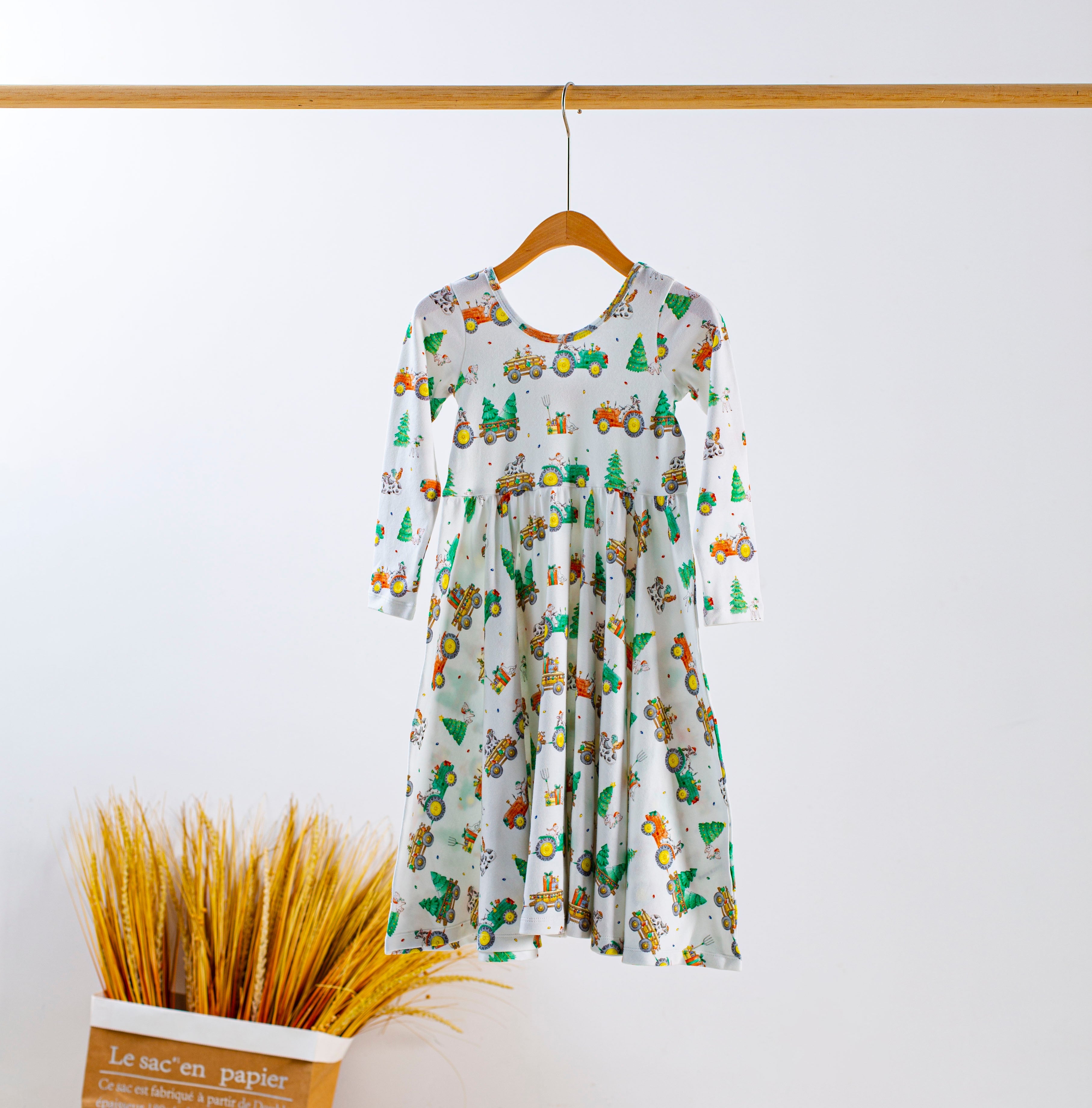 Moo-y Christmas Organic Cotton Christmas Dress for Kids